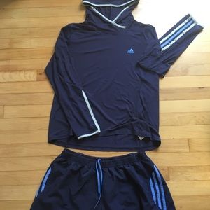 Adidas climatize matching hooded top and shorts